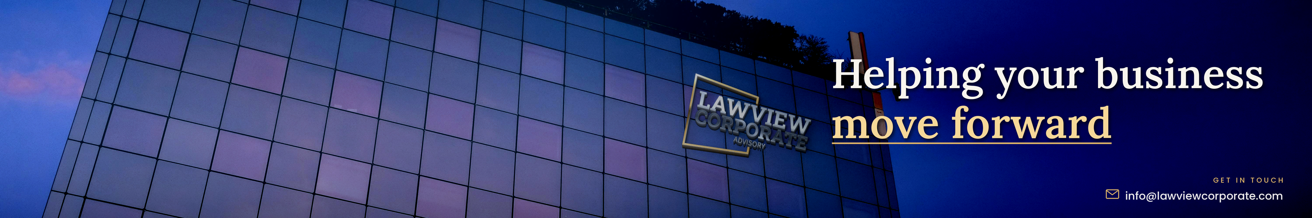 LawView Corporate Advisory building cover with tagline Helping your business move forward