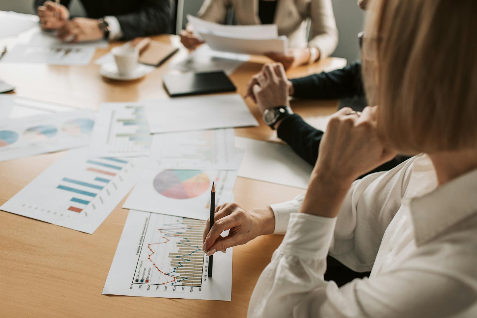 Corporate advisory meeting with business report review