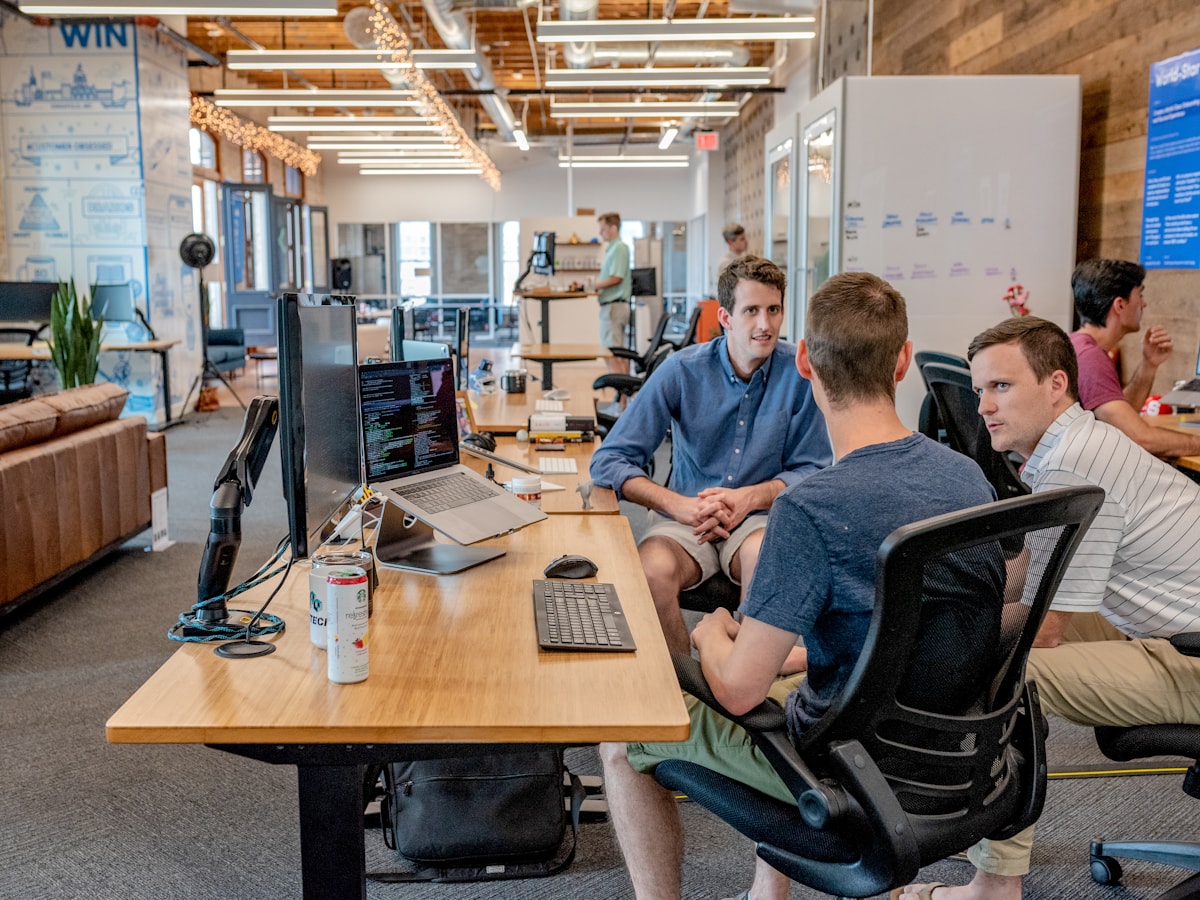 Business team reviewing advisory records